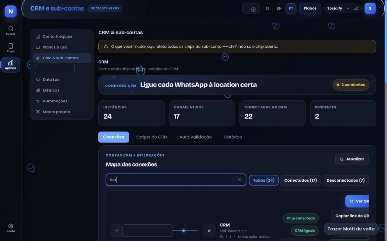 Real Nexus screen mapping connections between lines and CRM accounts